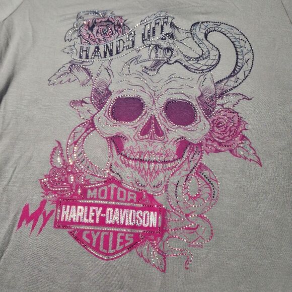 Harley-Davidson Hands Off Sequin Skull Tee - Picture 3 of 6